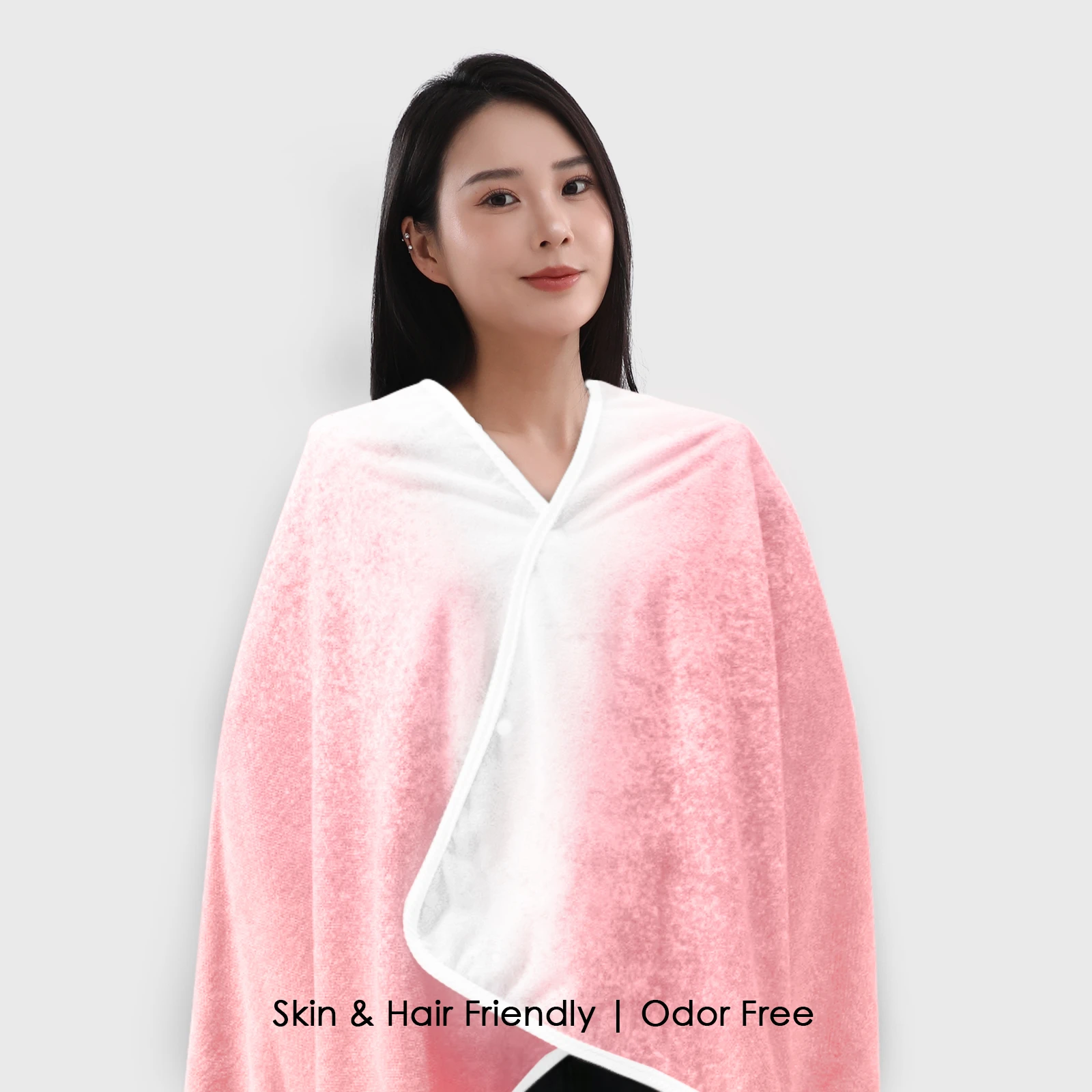 HOUSSE Ombre Microfiber Bath Towel – Extra Large Size 85×165 cm, Super Soft & Quick Dry, Super Absorbent Bathing Towel with 3 Buttons & Hanging Hook | Suitable for Gym, Home & Everyday Use-Plush Pink