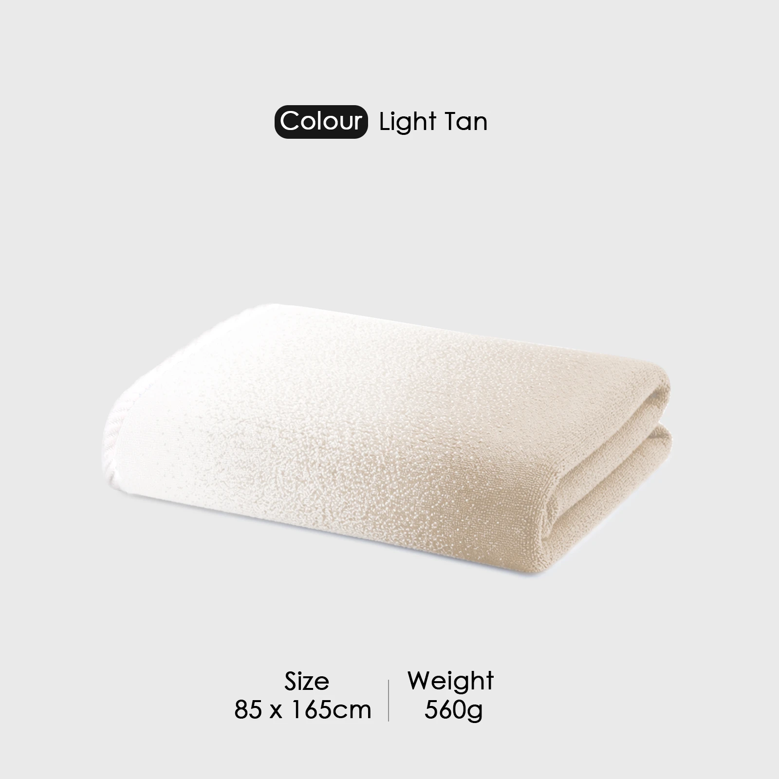 HOUSSE Ombre Microfiber Bath Towel – Extra Large Size 85×165 cm, Super Soft & Quick Dry, Super Absorbent Bathing Towel with 3 Buttons & Hanging Hook | Suitable for Gym, Home & Everyday Use-Light Tan