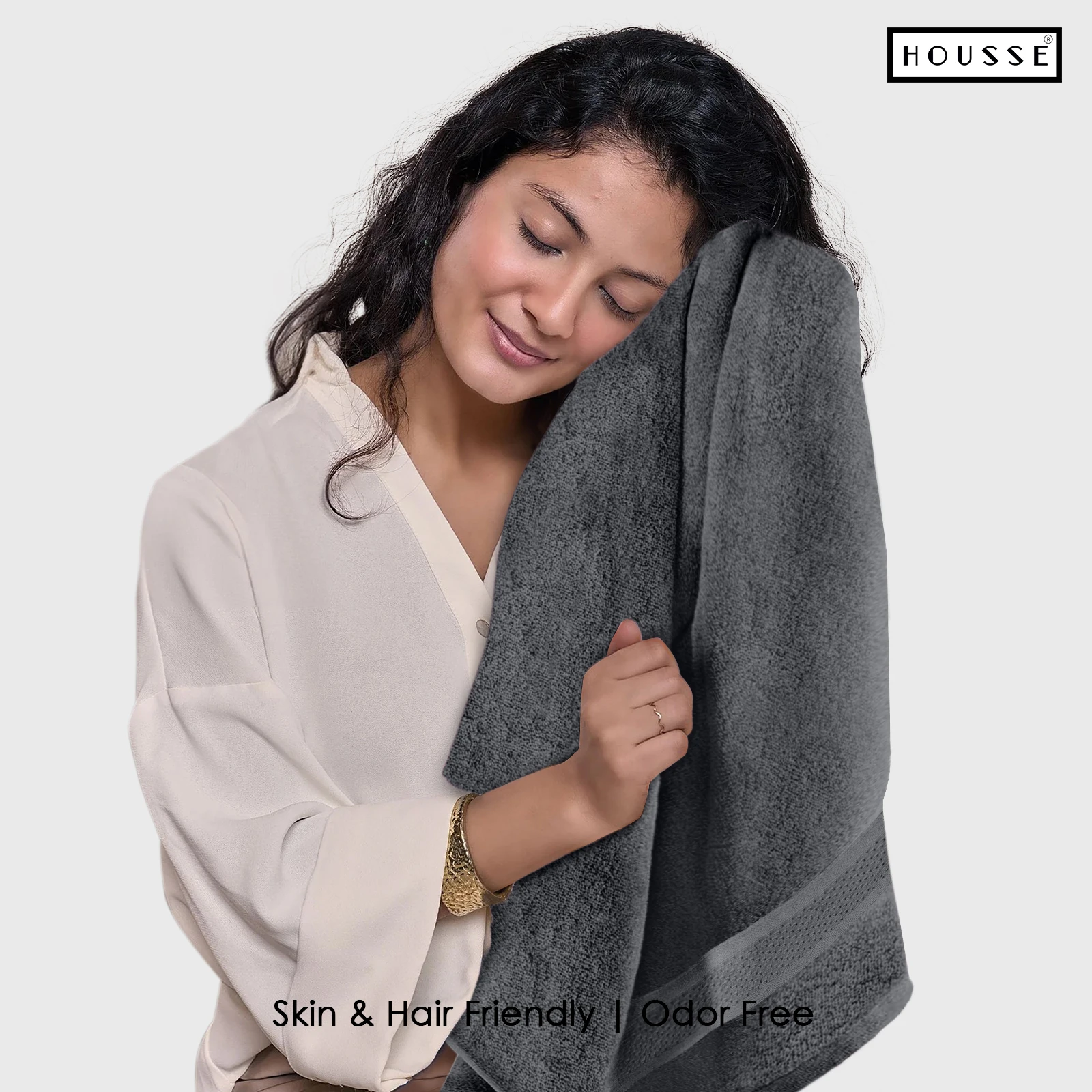 HOUSSE Nexora 100% Pure Cotton 600 GSM Bath Towel 75x150 cm – Extra Large, Ultra Soft, Quick Dry & Highly Absorbent Premium Towel for Home, Travel & Daily Use (Twilight Grey)