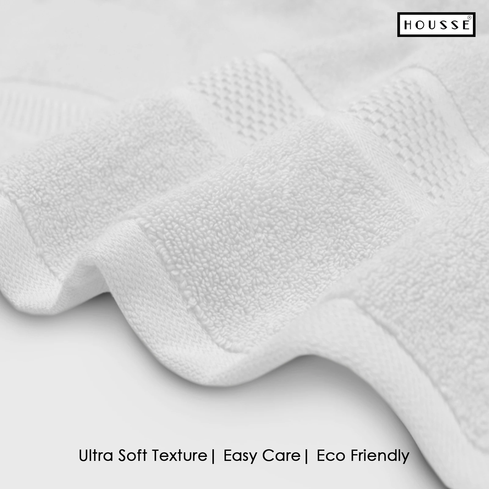 HOUSSE Nexora 100% Pure Cotton 600 GSM Bath Towel 75x150 cm – Extra Large, Ultra Soft, Quick Dry & Highly Absorbent Premium Towel for Home, Travel & Daily Use (Platinum White)