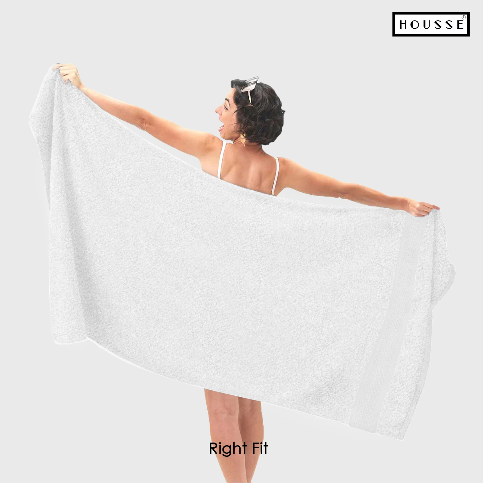 HOUSSE Nexora 100% Pure Cotton 600 GSM Bath Towel 75x150 cm – Extra Large, Ultra Soft, Quick Dry & Highly Absorbent Premium Towel for Home, Travel & Daily Use (Platinum White)