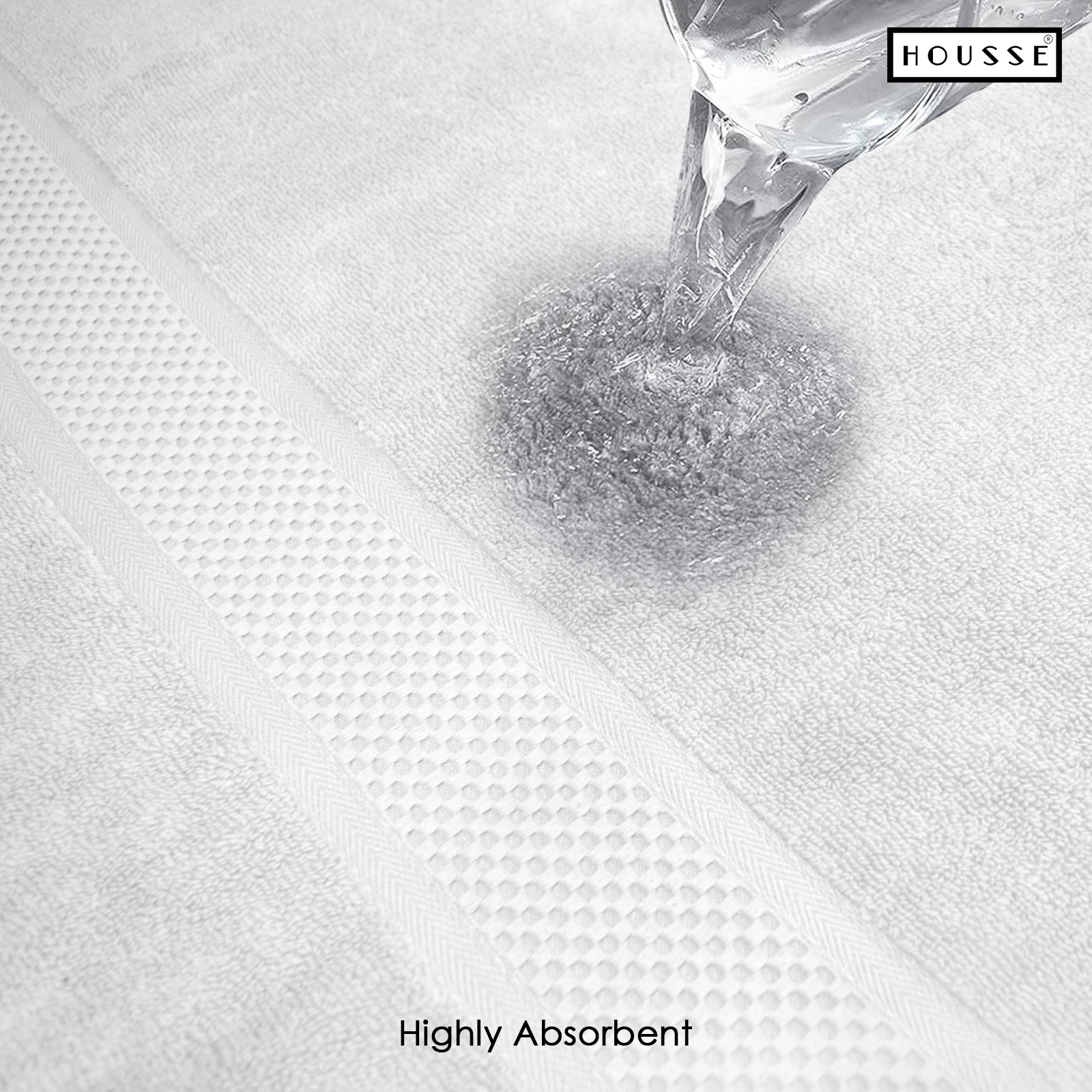 HOUSSE Nexora 100% Pure Cotton 600 GSM Bath Towel 75x150 cm – Extra Large, Ultra Soft, Quick Dry & Highly Absorbent Premium Towel for Home, Travel & Daily Use (Platinum White)