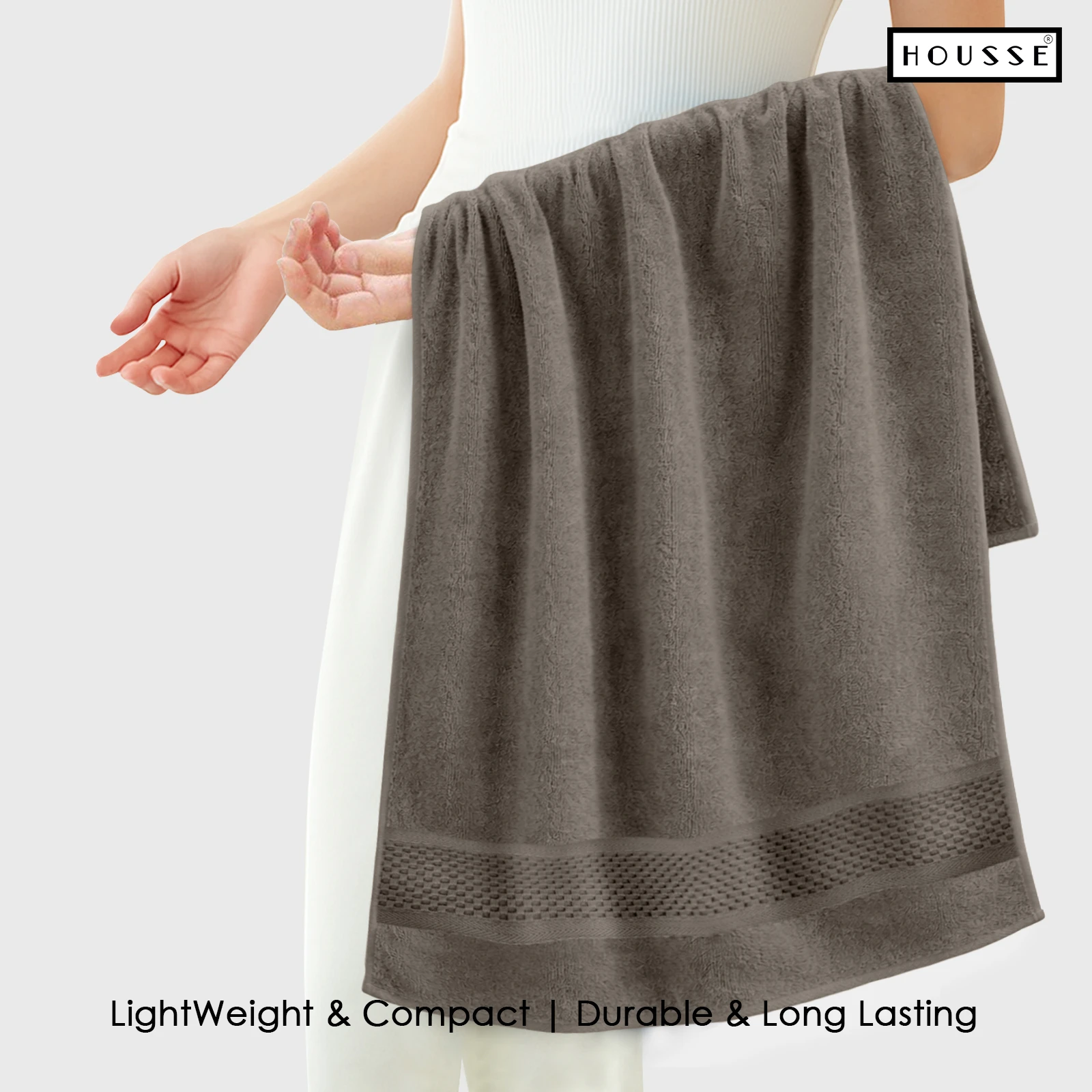 HOUSSE Nexora 100% Pure Cotton 600 GSM Bath Towel 75x150 cm – Extra Large, Ultra Soft, Quick Dry & Highly Absorbent Premium Towel for Home, Travel & Daily Use (Cashmere Clay)