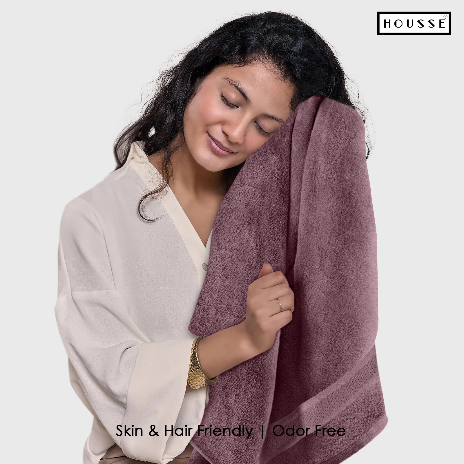HOUSSE Nexora 100% Pure Cotton 600 GSM Bath Towel 75x150 cm – Extra Large, Ultra Soft, Quick Dry & Highly Absorbent Premium Towel for Home, Travel & Daily Use (Dusty Rose)