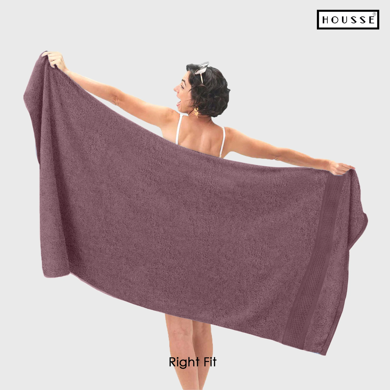 HOUSSE Nexora 100% Pure Cotton 600 GSM Bath Towel 75x150 cm – Extra Large, Ultra Soft, Quick Dry & Highly Absorbent Premium Towel for Home, Travel & Daily Use (Dusty Rose)