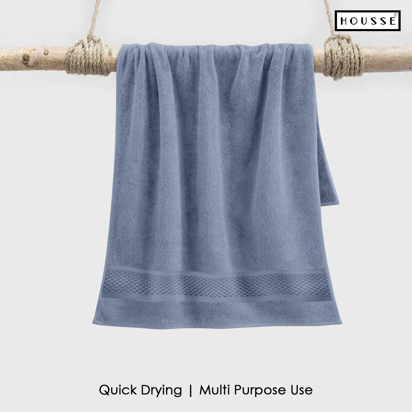 HOUSSE Nexora 100% Pure Cotton 600 GSM Bath Towel 75x150 cm – Extra Large, Ultra Soft, Quick Dry & Highly Absorbent Premium Towel for Home, Travel & Daily Use (Coastal Breeze)