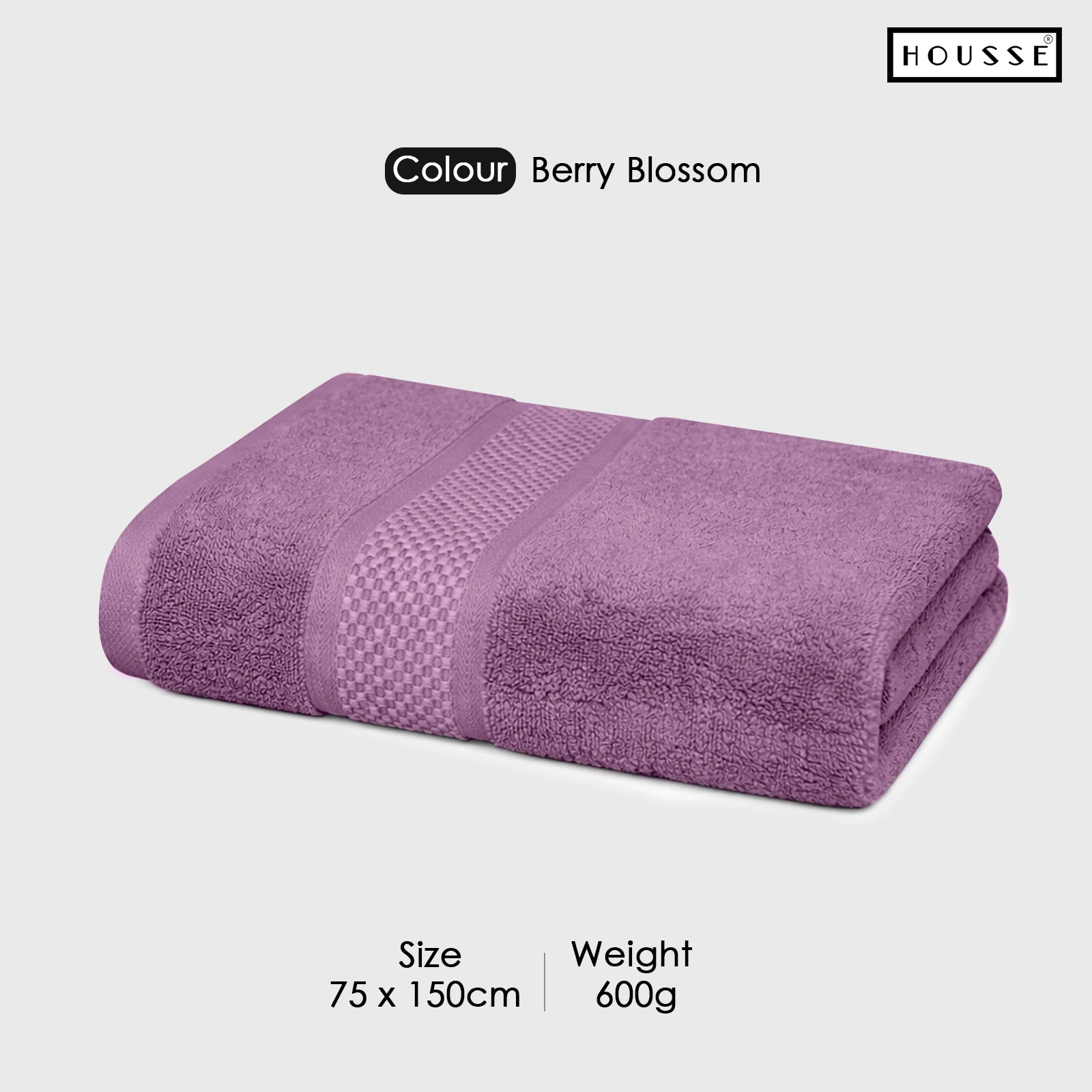 HOUSSE Nexora 100% Pure Cotton 600 GSM Bath Towel 75x150 cm – Extra Large, Ultra Soft, Quick Dry & Highly Absorbent Premium Towel for Home, Travel & Daily Use (Berry Blossom)
