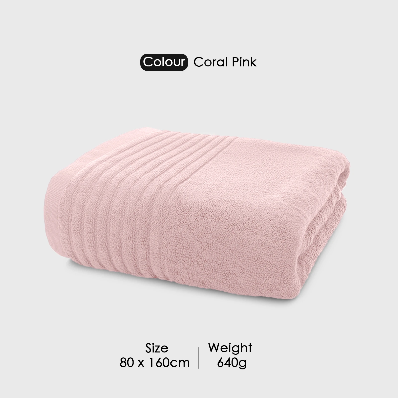 HOUSSE Natura Luxury Bamboo Bath Towel 600 GSM – Zero Twist Terry, Extra Large 80×160 cm, Soft, Absorbent & Eco-Friendly Hotel Spa Towel for Men/Women-Coral Pink