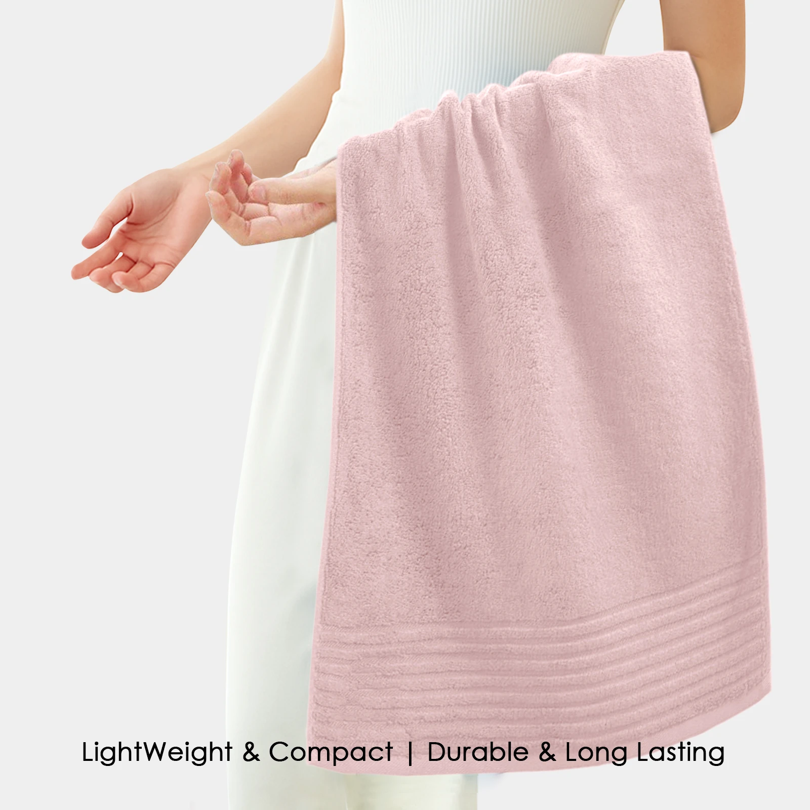 HOUSSE Natura Luxury Bamboo Bath Towel 600 GSM – Zero Twist Terry, Extra Large 80×160 cm, Soft, Absorbent & Eco-Friendly Hotel Spa Towel for Men/Women-Coral Pink