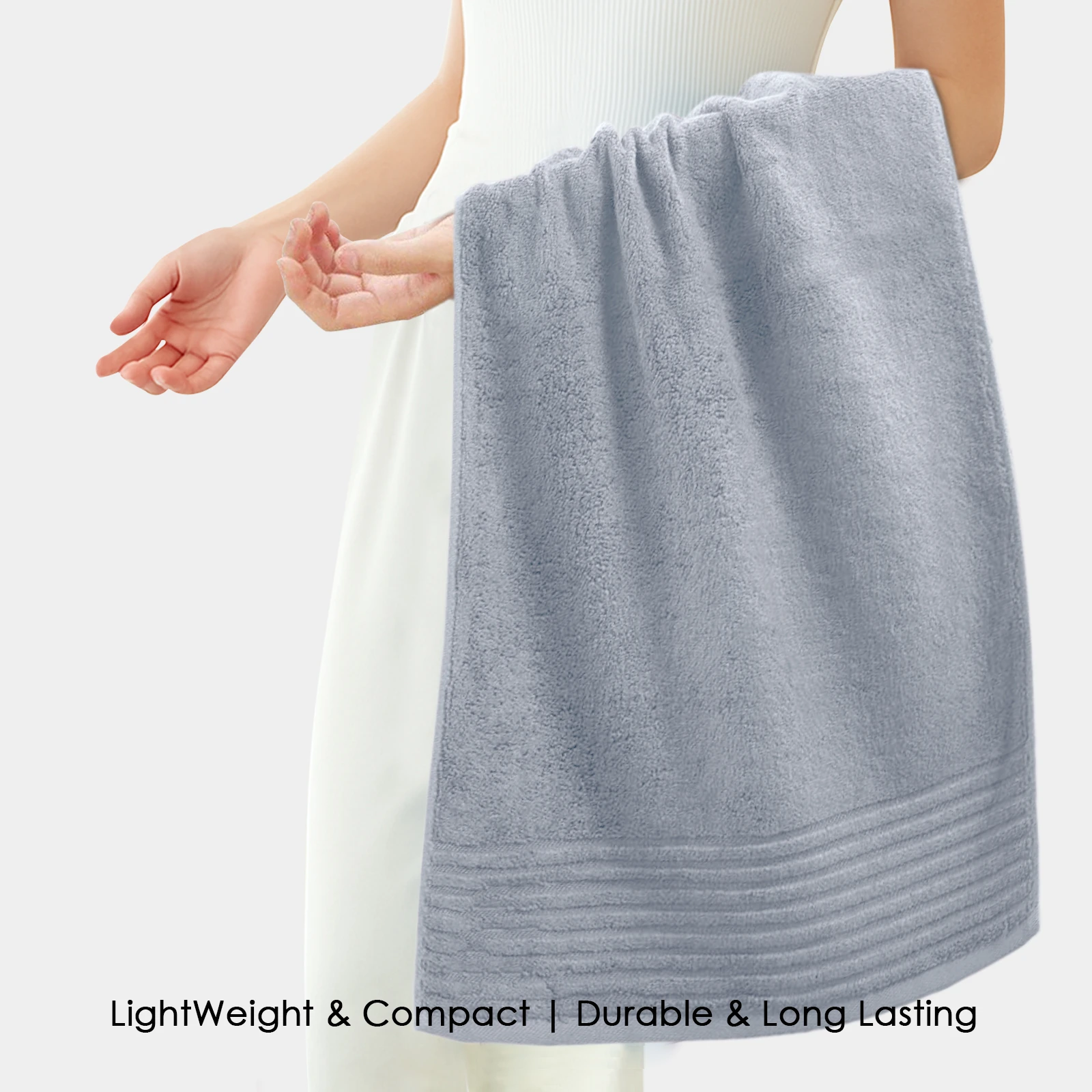 HOUSSE Natura Luxury Bamboo Bath Towel 600 GSM – Zero Twist Terry, Extra Large 80×160 cm, Soft, Absorbent & Eco-Friendly Hotel Spa Towel for Men/Women-Cadet Grey