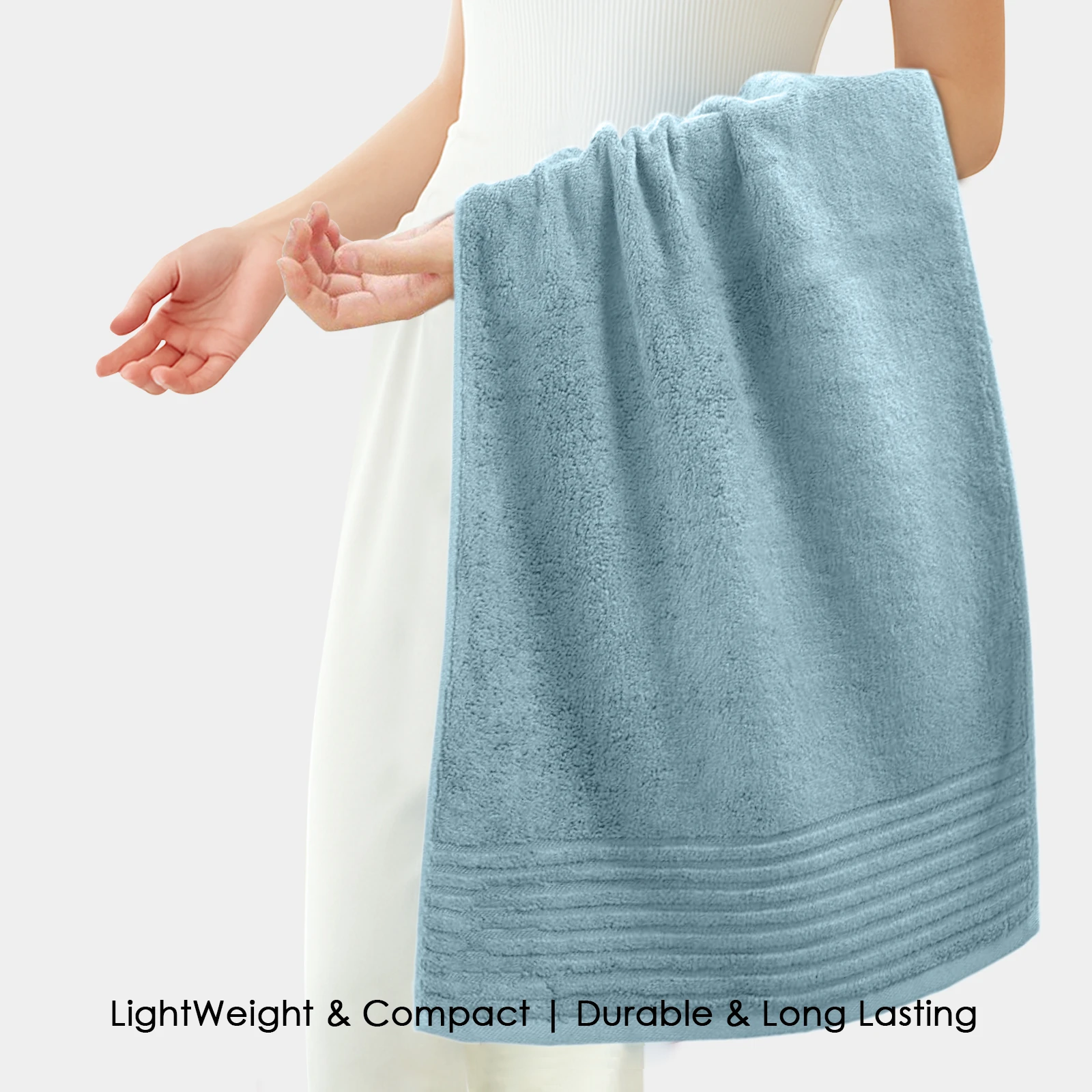 HOUSSE Natura Luxury Bamboo Bath Towel 600 GSM – Zero Twist Terry, Extra Large 80×160 cm, Soft, Absorbent & Eco-Friendly Hotel Spa Towel for Men/Women-Aqua