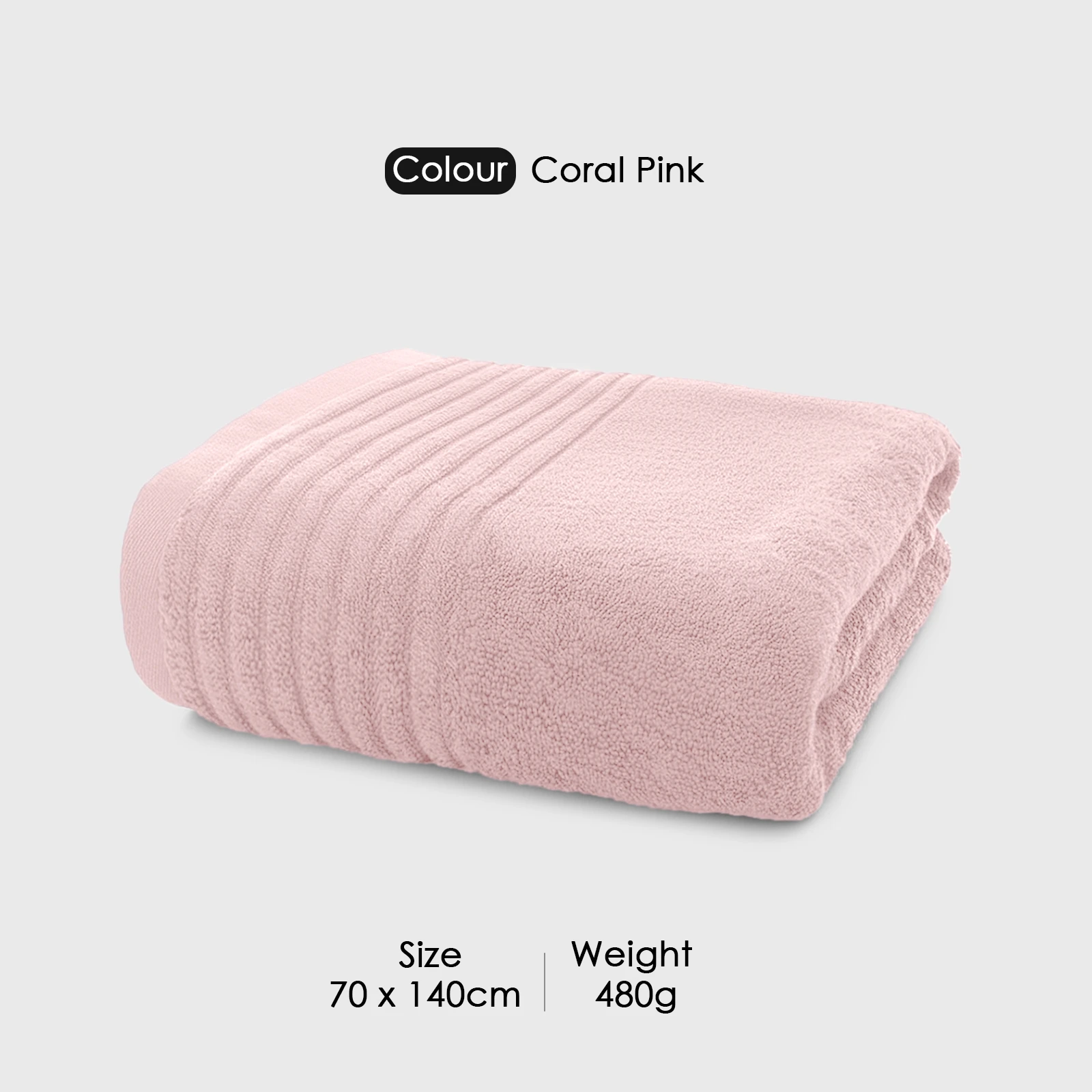 HOUSSE Natura Luxury Bamboo Bath Towel 600 GSM – Zero Twist Terry, Extra Large 70×140 cm, Soft, Absorbent & Eco-Friendly Hotel Spa Towel for Men/Women-Coral Pink