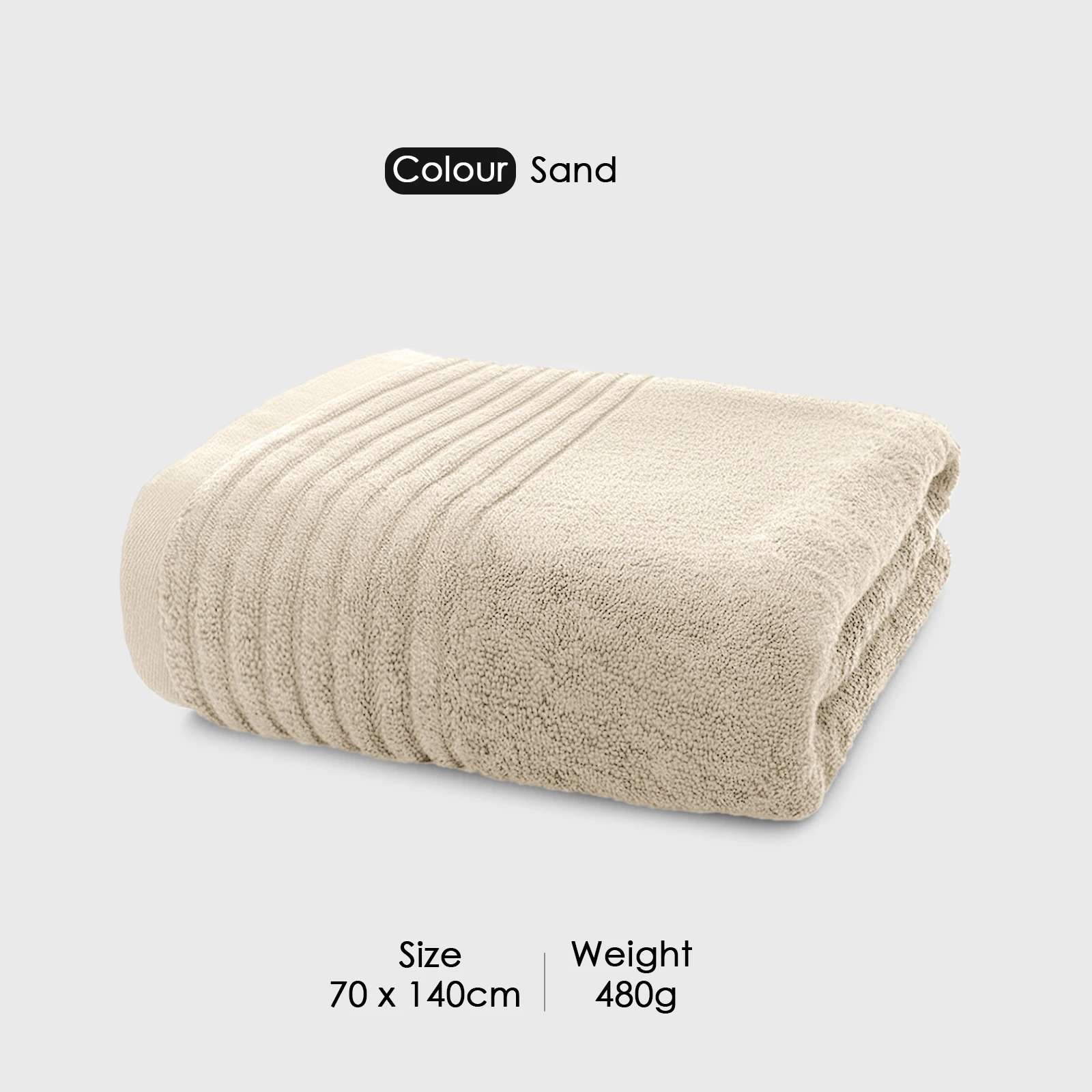 HOUSSE Natura Luxury Bamboo Bath Towel 600 GSM – Zero Twist Terry, Extra Large 70×140 cm, Soft, Absorbent & Eco-Friendly Hotel Spa Towel for Men/Women-Sand