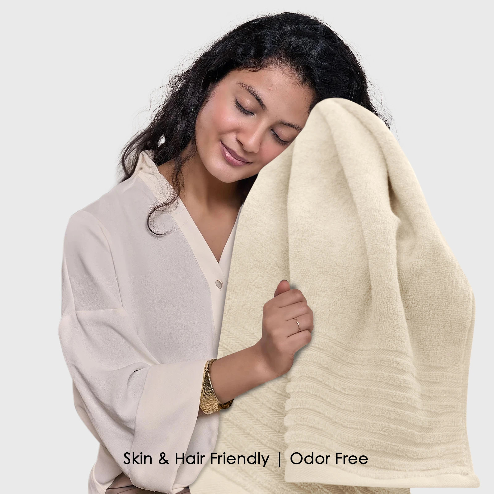 HOUSSE Natura Luxury Bamboo Bath Towel 600 GSM – Zero Twist Terry, Extra Large 70×140 cm, Soft, Absorbent & Eco-Friendly Hotel Spa Towel for Men/Women-Sand