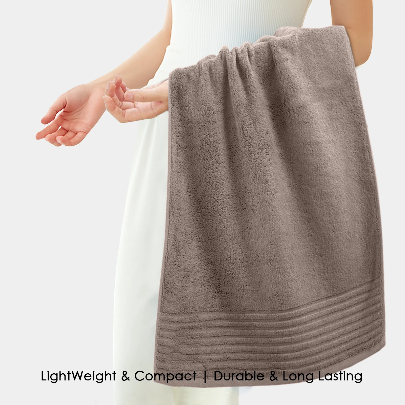 HOUSSE Natura Luxury Bamboo Bath Towel 600 GSM – Zero Twist Terry, Extra Large 70×140 cm, Soft, Absorbent & Eco-Friendly Hotel Spa Towel for Men/Women-Pepplestone