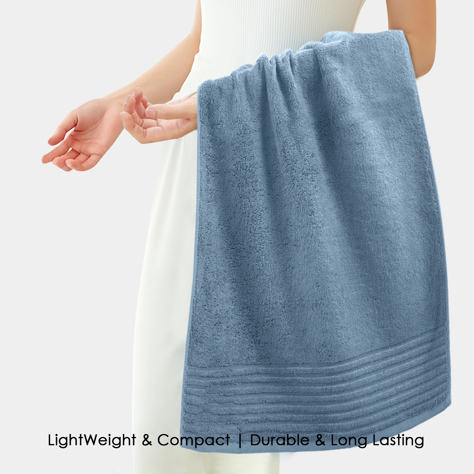 HOUSSE Natura Luxury Bamboo Bath Towel 600 GSM – Zero Twist Terry, Extra Large 70×140 cm, Soft, Absorbent & Eco-Friendly Hotel Spa Towel for Men/Women-Denim