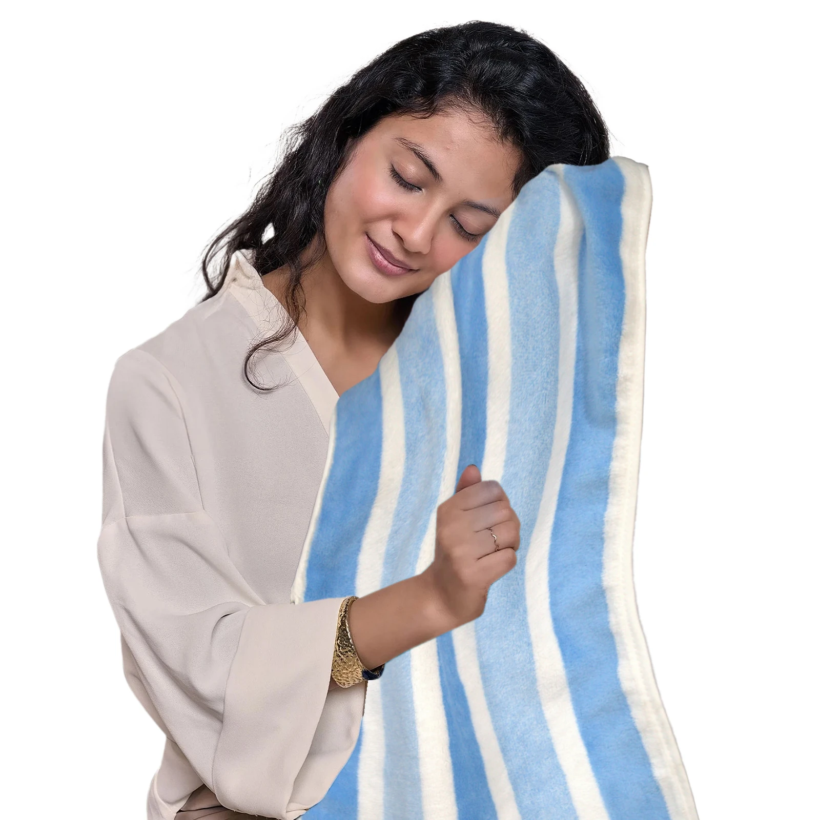 HOUSSE Komfykart Microfiber Bath Towel for Men & Women – 70×140 cm, Super Soft, Quick Dry & Super Absorbent Towel with Hanging Hook, New Stripe Design | Gym, Home & Travel Use – Aqua Blue