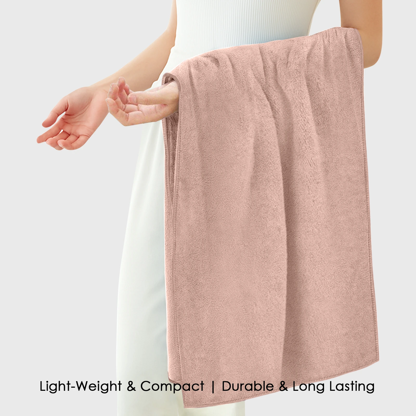 HOUSSE Premium Microfiber Bath Towel Large 75 * 150cm Quick Dry Towels for Women & Kids | Super Soft Plush 450 GSM | Ultra Absorbent for Home Swimming Sports & Travel (Warm Beige)