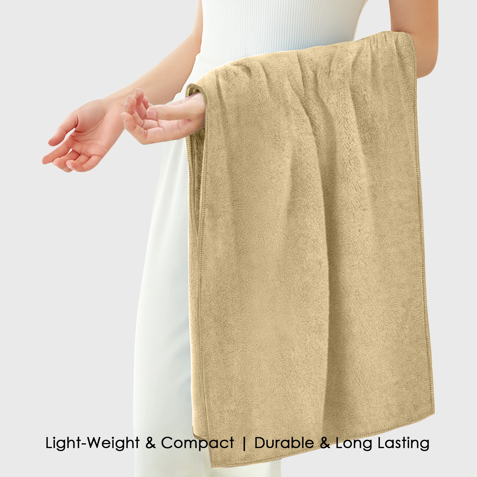 HOUSSE Premium Microfiber Bath Towel Large 75 * 150cm Quick Dry Towels for Women & Kids | Super Soft Plush 450 GSM | Ultra Absorbent for Home Swimming Sports & Travel (Prairie Sand)