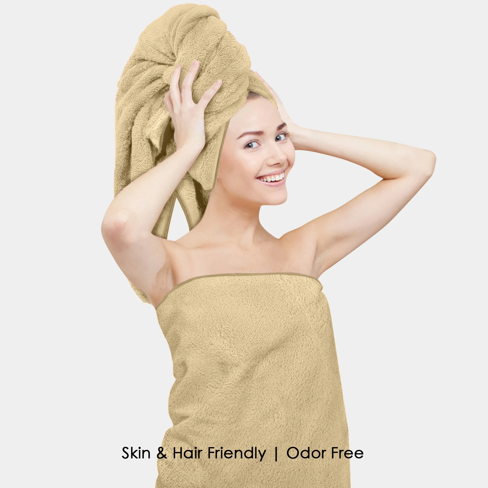 HOUSSE Premium Microfiber Bath Towel Large 75 * 150cm Quick Dry Towels for Women & Kids | Super Soft Plush 450 GSM | Ultra Absorbent for Home Swimming Sports & Travel (Prairie Sand)