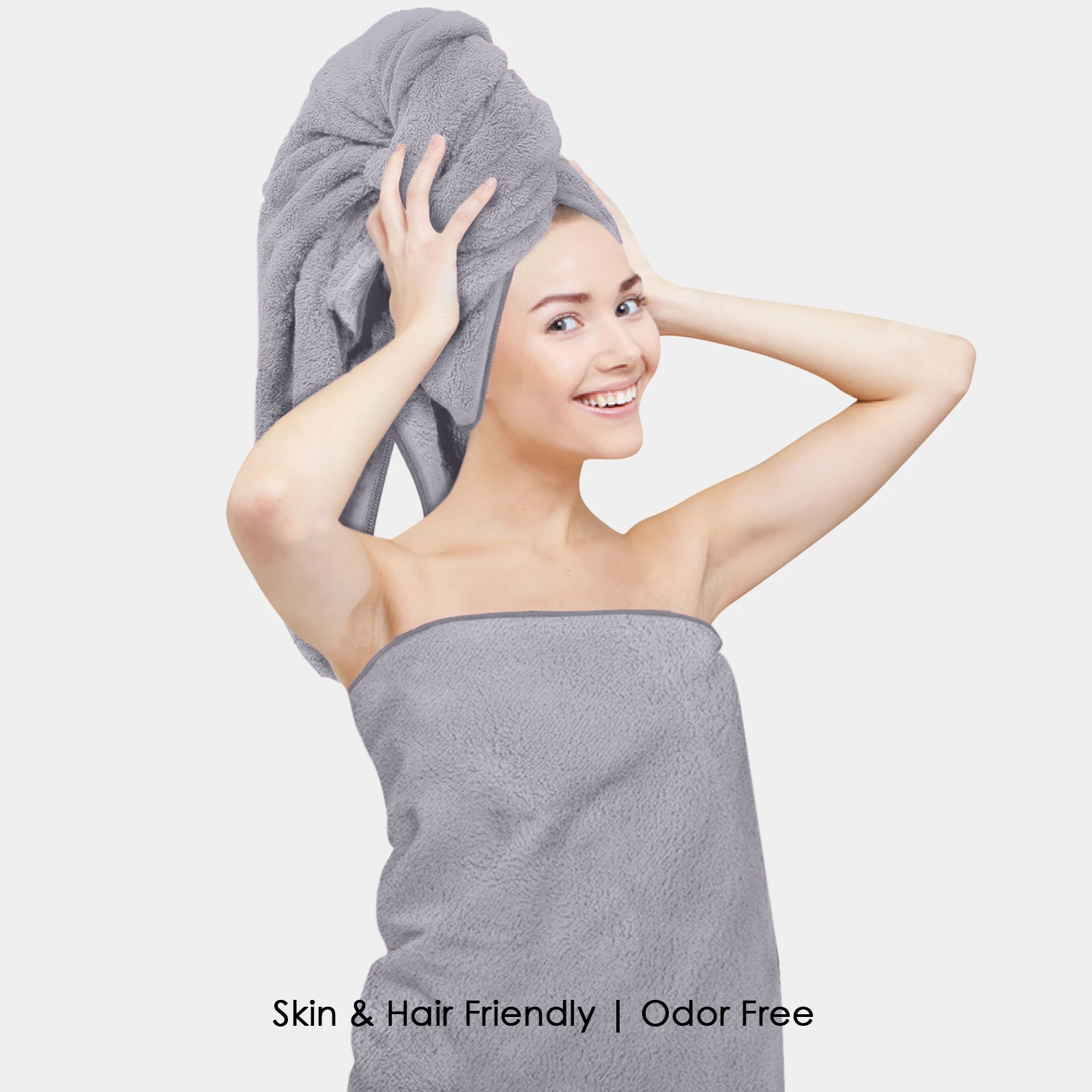 HOUSSE Premium Microfiber Bath Towel Large 75 * 150cm Quick Dry Towels for Women & Kids | Super Soft Plush 450 GSM | Ultra Absorbent for Home Swimming Sports & Travel 75 * 150 cm (Frost Grey)