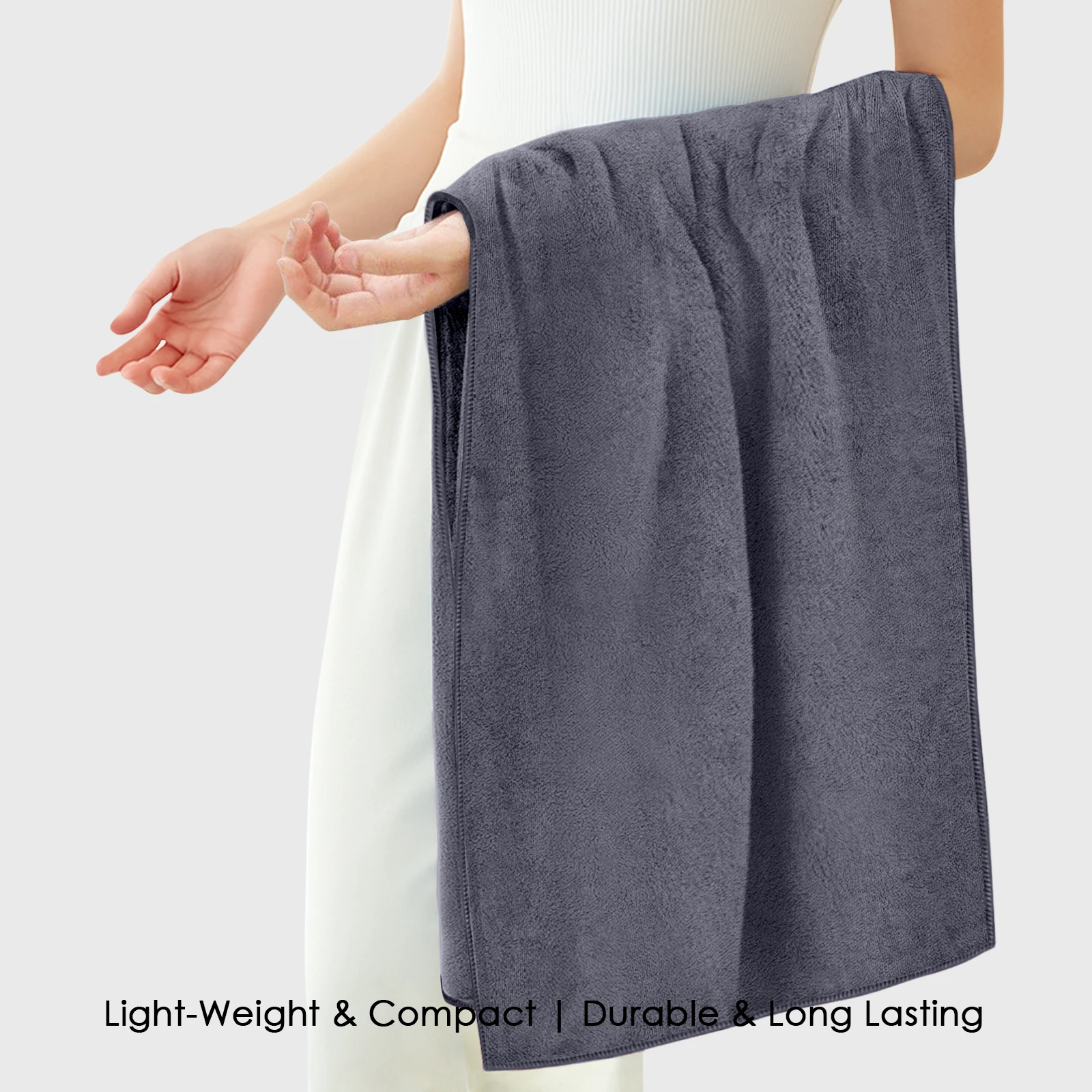 HOUSSE Premium Microfiber Bath Towel Large 60 * 120 cm Quick Dry Towels Specially for Kids Age 0-16 Years |Soft Plush 450 GSM | Ultra Absorbent for Home Swimming Sports Travel (Steel Grey)