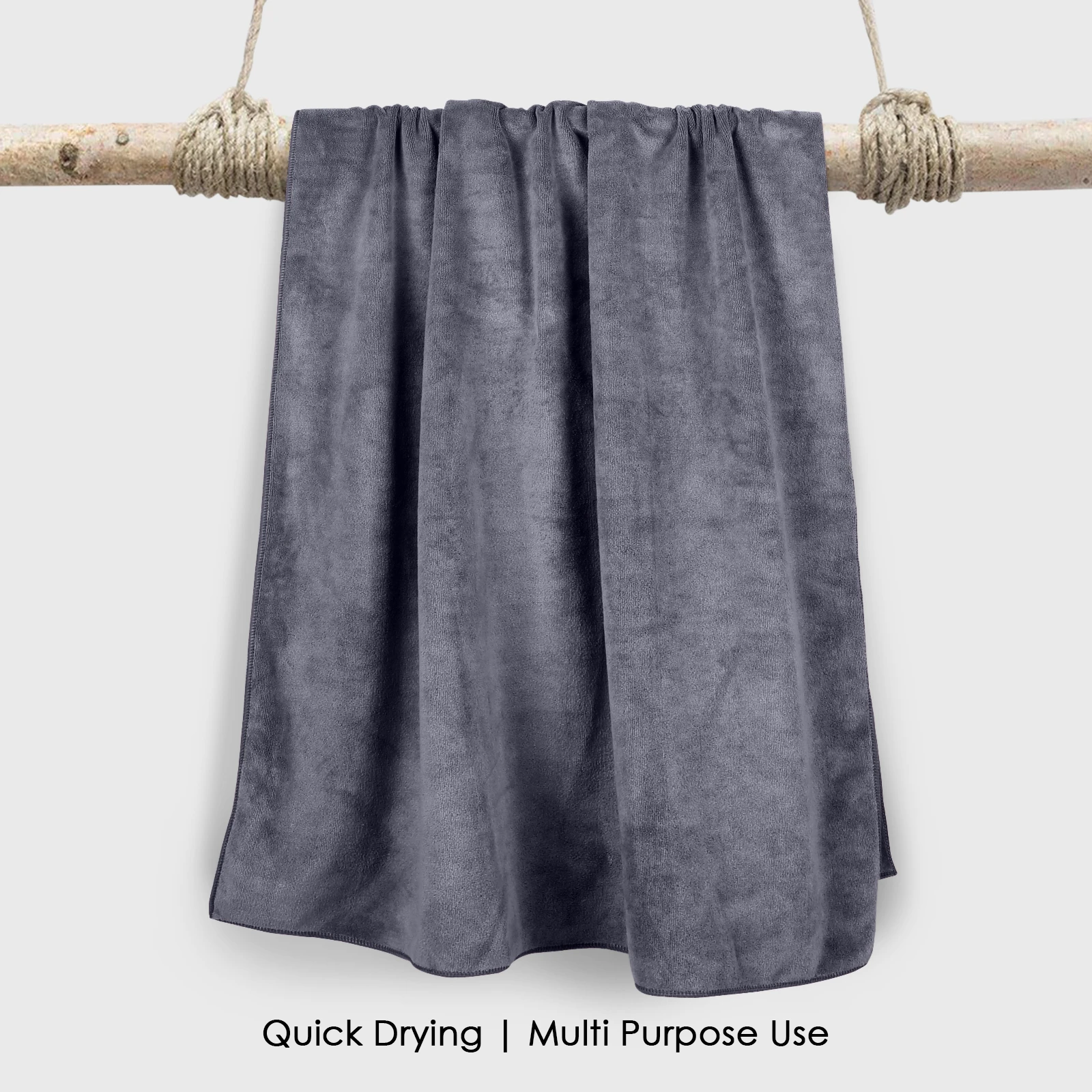 HOUSSE Premium Microfiber Bath Towel Large 60 * 120 cm Quick Dry Towels Specially for Kids Age 0-16 Years |Soft Plush 450 GSM | Ultra Absorbent for Home Swimming Sports Travel (Steel Grey)