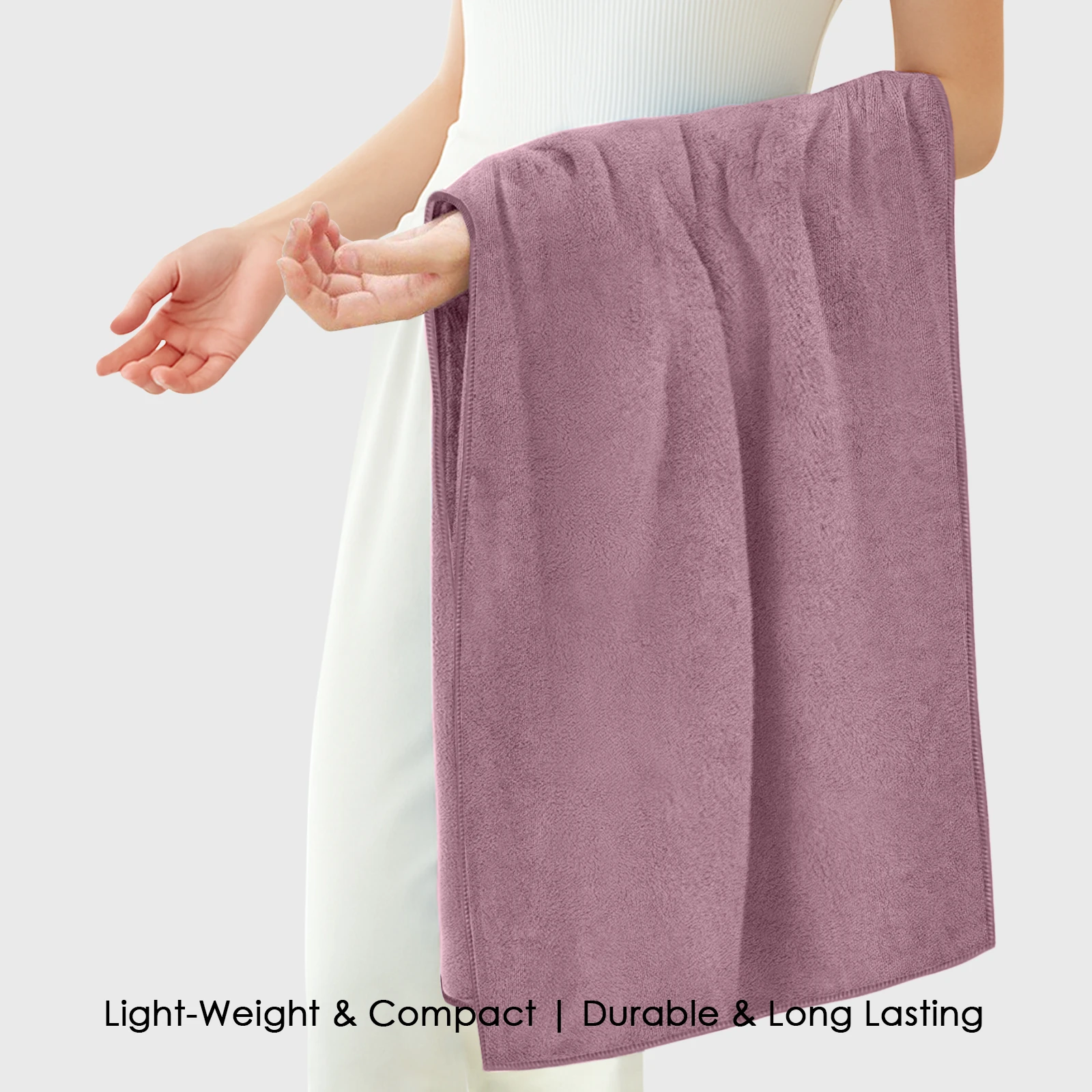 HOUSSE Premium Microfiber Bath Towel Large 60 * 120 cm Quick Dry Towels Specially for Kids Age 0-16 Years | Soft Plush 450 GSM | Ultra Absorbent for Home Swimming Sports Travel| (Rose Taupe)