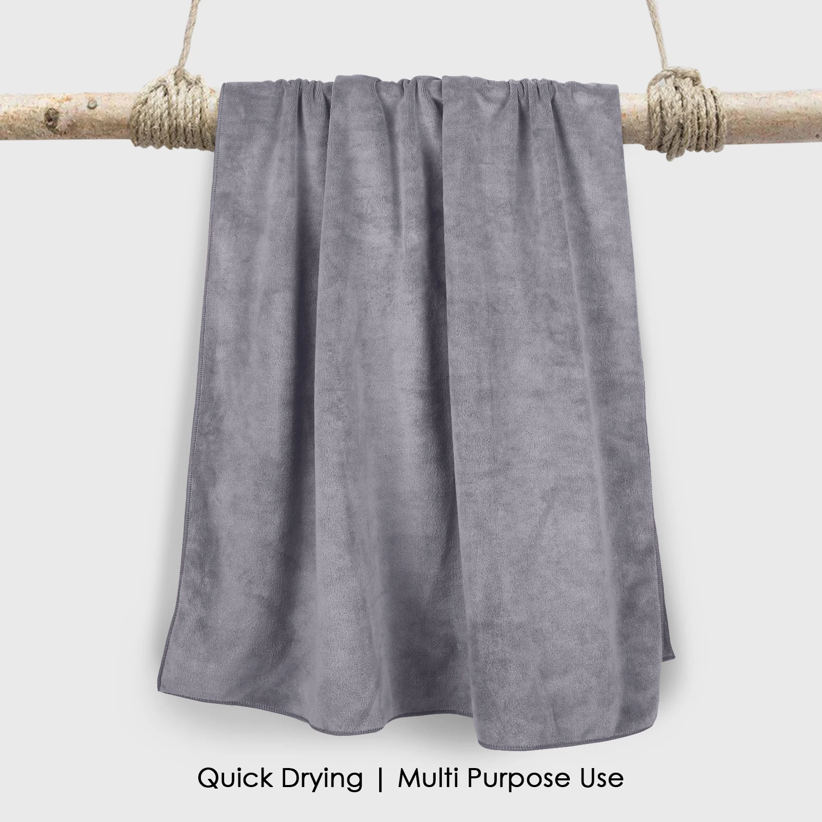 HOUSSE Premium Microfiber Bath Towel Large 60 * 120 cm Quick Dry Towels Specially for Kids Age 0-16 Years | Soft Plush 450 GSM | Ultra Absorbent for Home Swimming Sports Travel (Frost Grey)