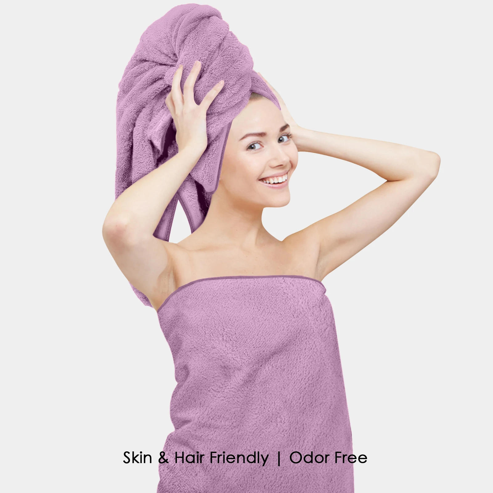 HOUSSE Premium Microfiber Bath Towel Large 60 * 120 cm Quick Dry Towels Specially for Kids Age 0-16 Years | Super Soft Plush 450 GSM | Ultra Absorbent for Home Swimming Sports Travel (Dusky Orchid)