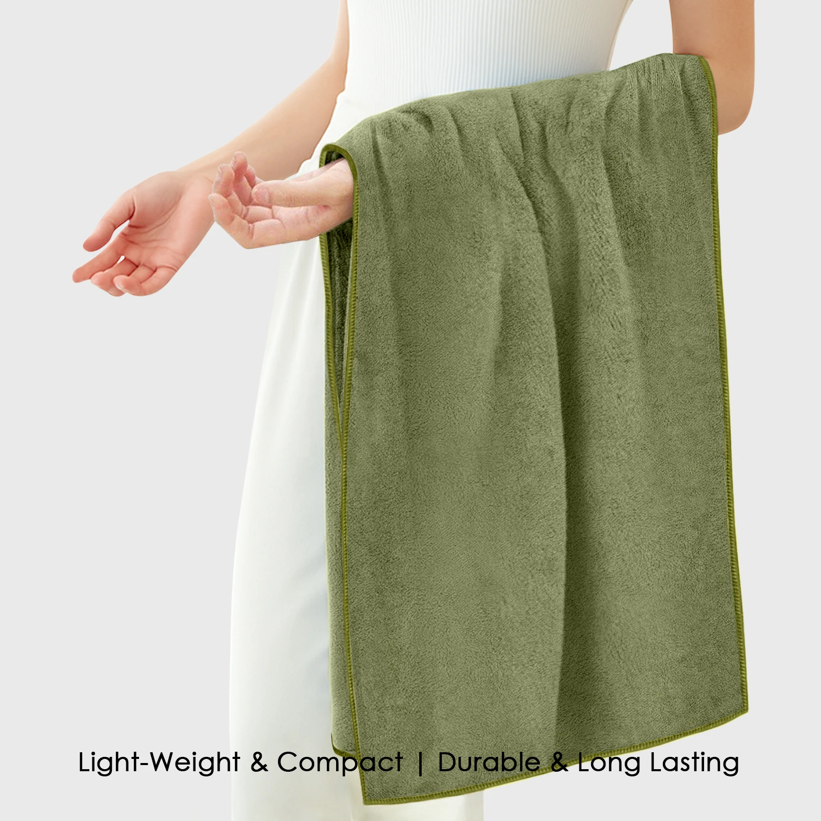 HOUSSE Premium Microfiber Bath Towel Large 60 * 120 cm Quick Dry Towels Specially for Kids Age 0-16 Years | Super Soft Plush 450 GSM | Ultra Absorbent for Home Swimming Sports Travel (Avocado Green)