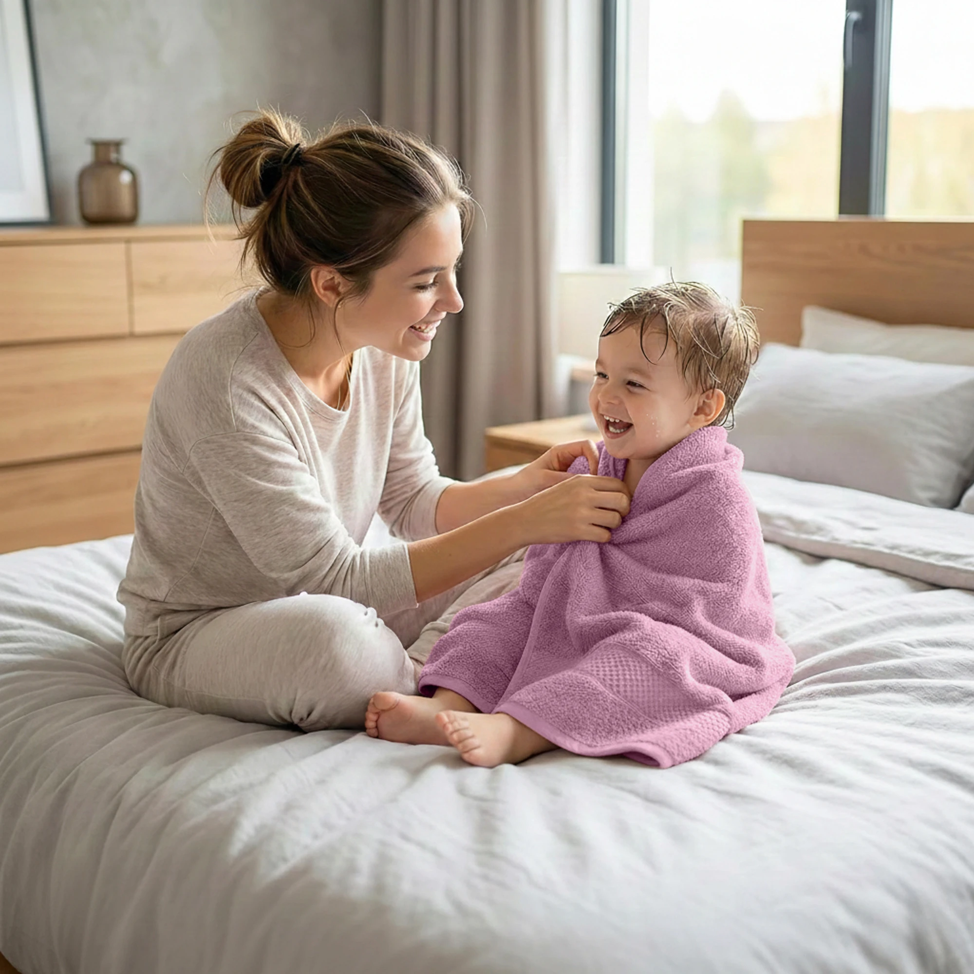 HOUSSE Cotton Bath Towels |Large Size (75 cms x 150 cms) - Quick Absorption &Faster Drying Bath Towel | 450 GSM | 2 Piece Set Bath Towel for Men/Women | Urban Comfort- Woodland Green