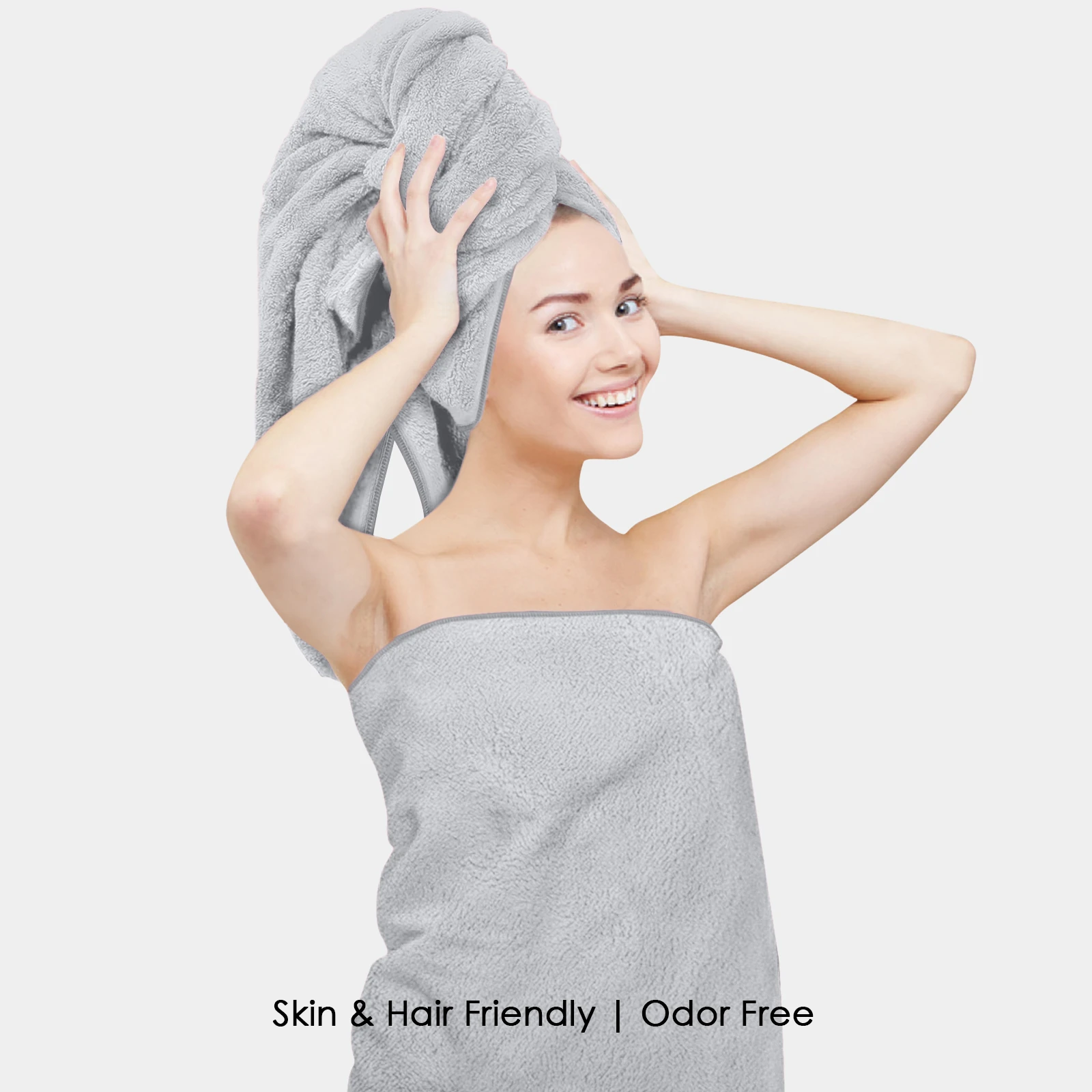 HOUSSE Premium Microfiber Bath Towel - Extra Large 75x150cm Quick Dry Towels for Women Men & Kids | Super Soft Plush 550 GSM | Ultra Absorbent for Home Swimming Sports & Travel (Natural Grey)