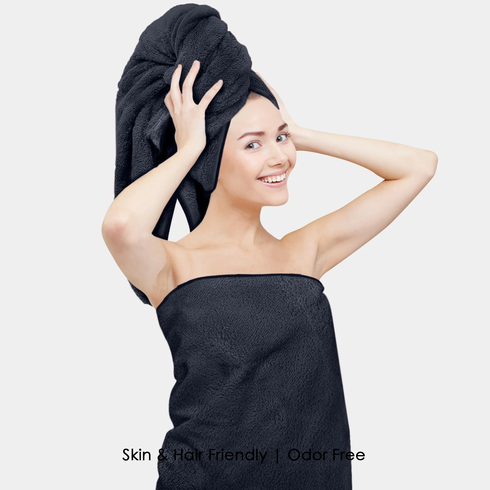 HOUSSE Premium Microfiber Bath Towel - Extra Large 75x150cm Quick Dry Towels for Women Men & Kids | Super Soft Plush 550 GSM | Ultra Absorbent for Home Swimming Sports & Travel (Black)