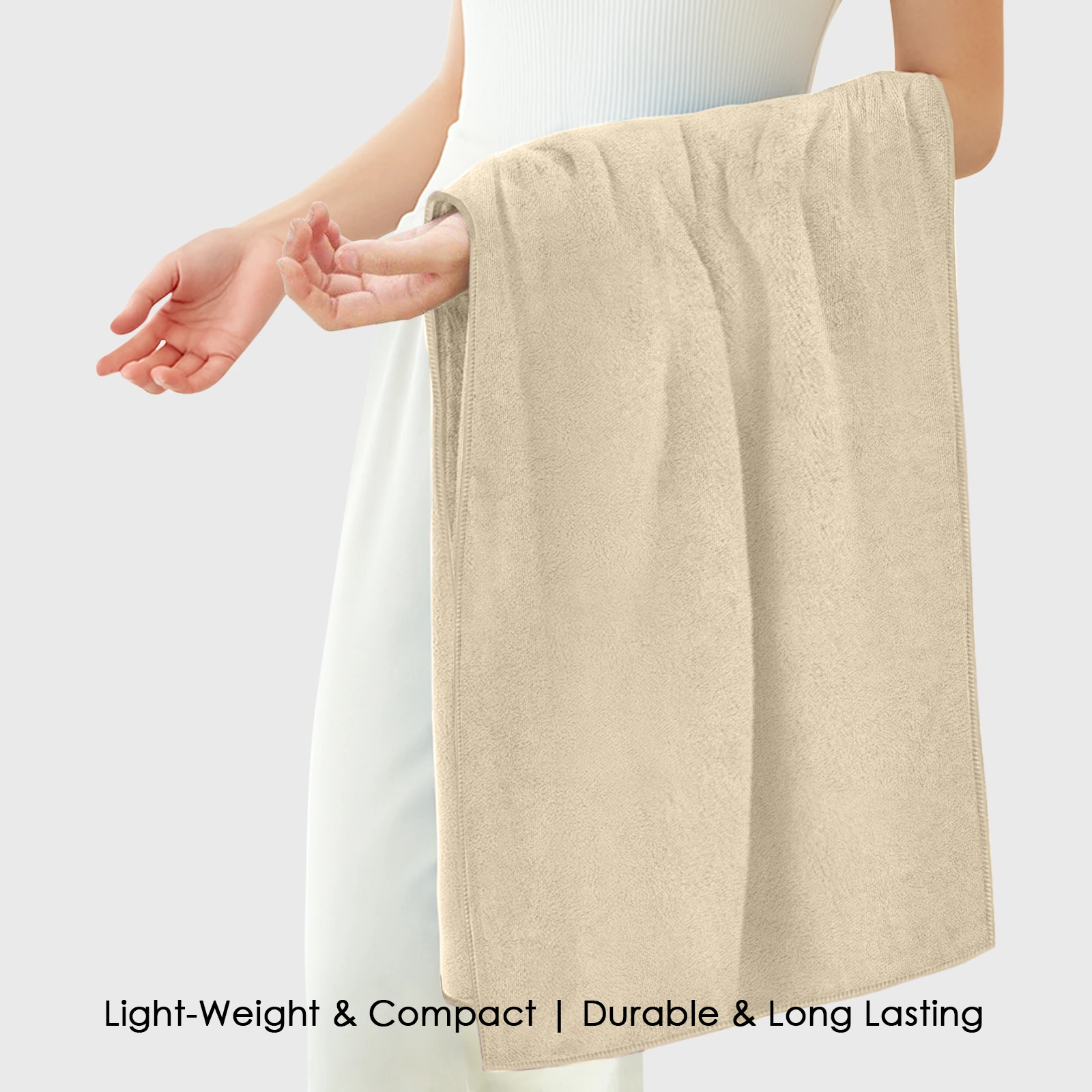 HOUSSE Premium Microfiber Bath Towel - Extra Large 60x120cm Quick Dry Towels for Kids | Super Soft Plush 550 GSM | Ultra Absorbent for Home Swimming Sports Travel (Sandrift)