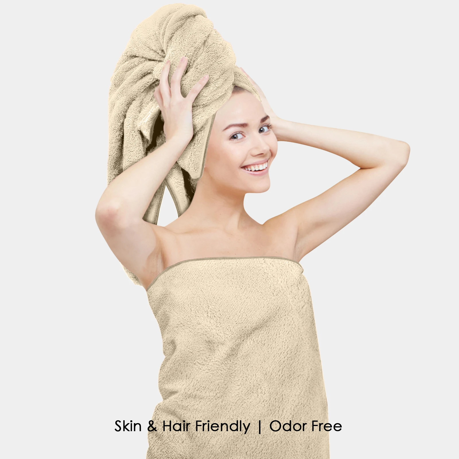 HOUSSE Premium Microfiber Bath Towel - Extra Large 60x120cm Quick Dry Towels for Kids | Super Soft Plush 550 GSM | Ultra Absorbent for Home Swimming Sports Travel (Sandrift)