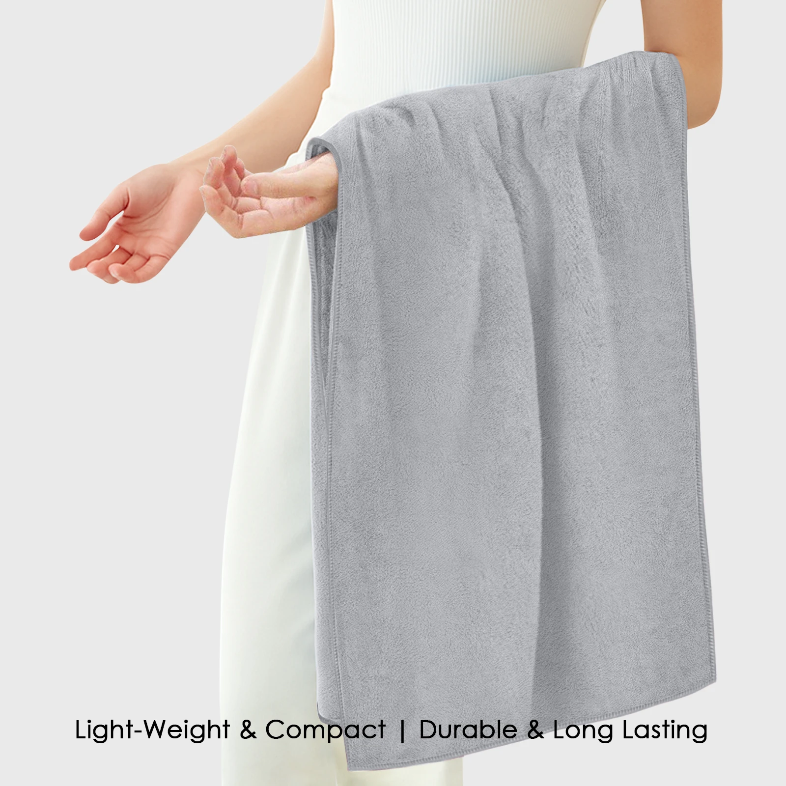 HOUSSE Premium Microfiber Bath Towel - Extra Large 60x120cm Quick Dry Towels for Kids | Super Soft Plush 550 GSM | Ultra Absorbent for Home Swimming Sports Travel (Natural Grey)