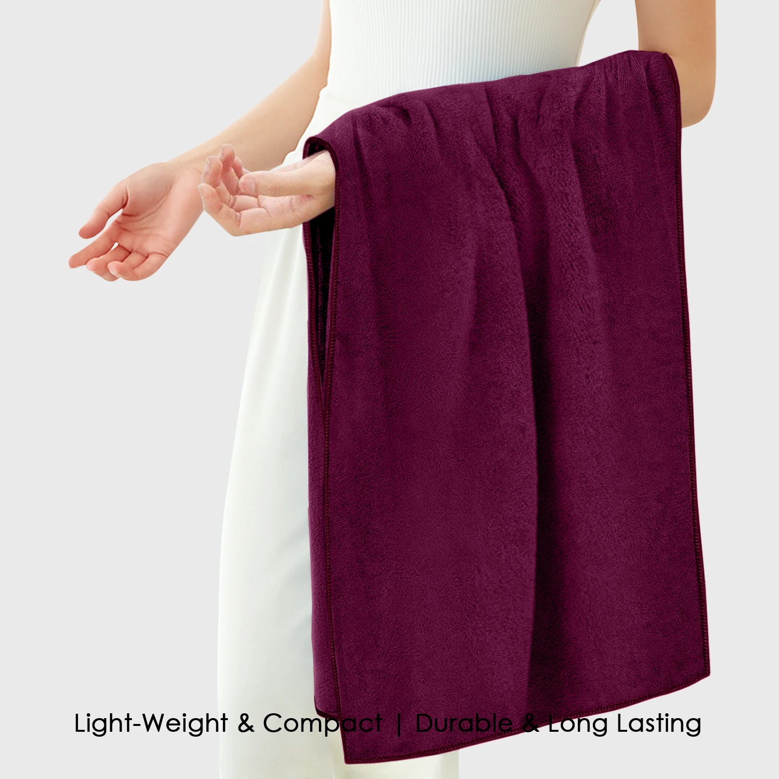 HOUSSE Premium Microfiber Bath Towel - Extra Large 60x120cm Quick Dry Towels for Kids | Super Soft Plush 550 GSM | Ultra Absorbent for Home Swimming Sports Travel (Red Plum)