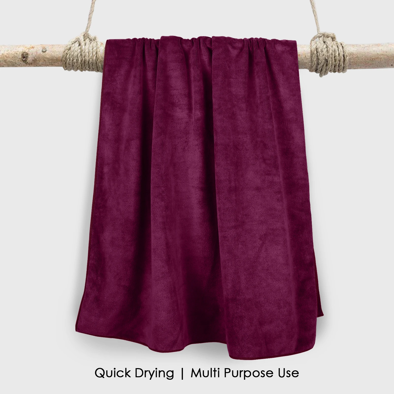 HOUSSE Premium Microfiber Bath Towel - Extra Large 60x120cm Quick Dry Towels for Kids | Super Soft Plush 550 GSM | Ultra Absorbent for Home Swimming Sports Travel (Red Plum)