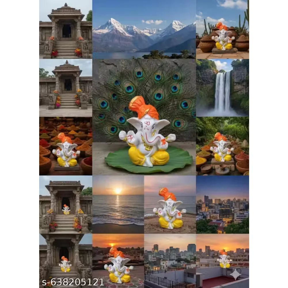 Handcrafted Ganeshji Idol with Pagri – Decorative Lord Ganesha Statue for Home & Pooja