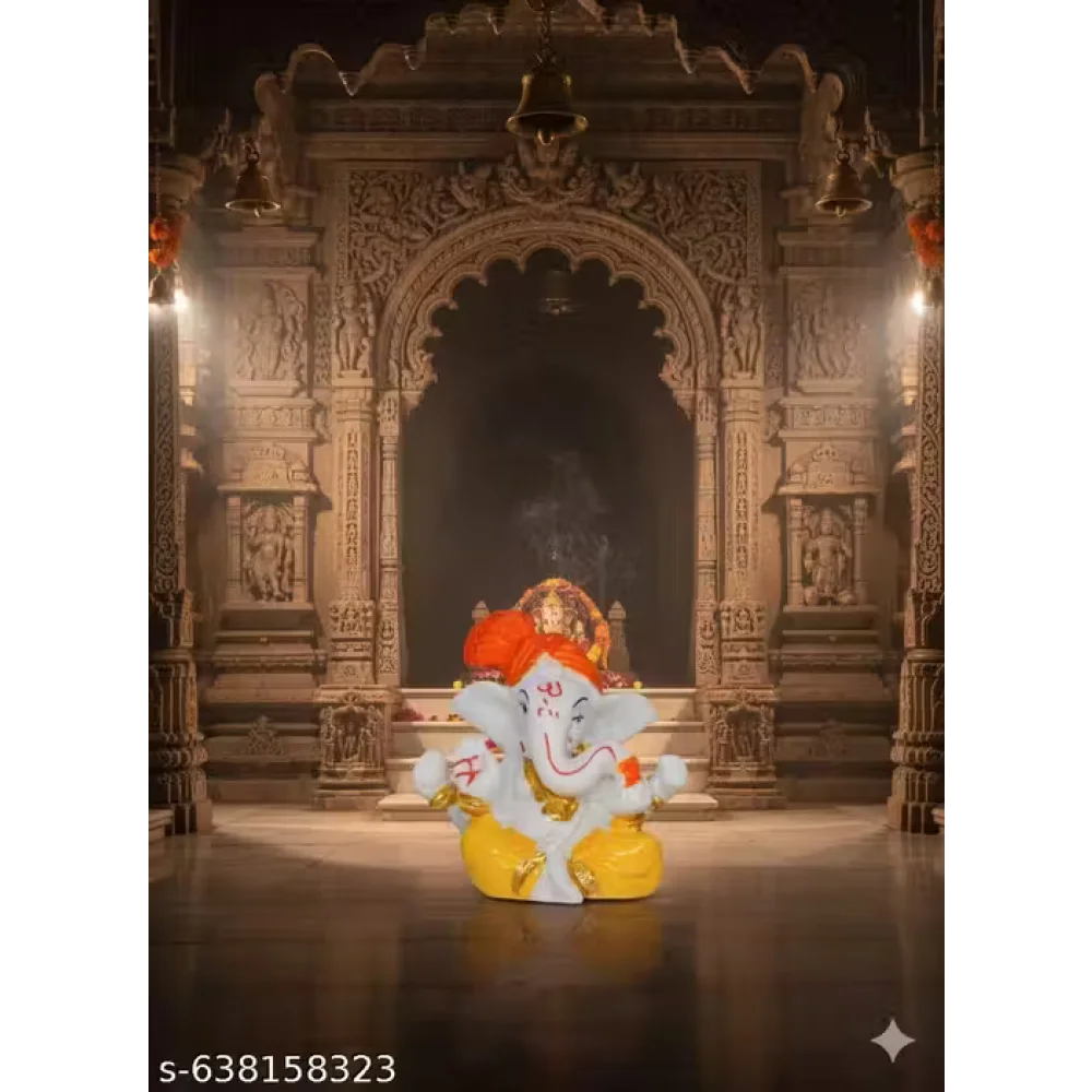 Handcrafted Ganeshji Idol with Pagri – Decorative Lord Ganesha Statue for Home & Pooja