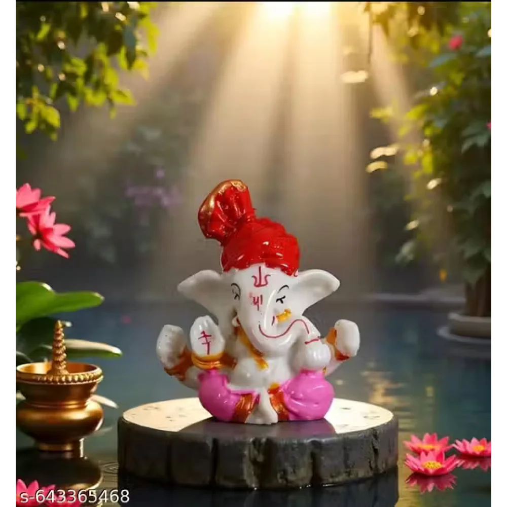 Handcrafted Ganeshji Idol with Pagri – Decorative Lord Ganesha Statue for Home & Pooja