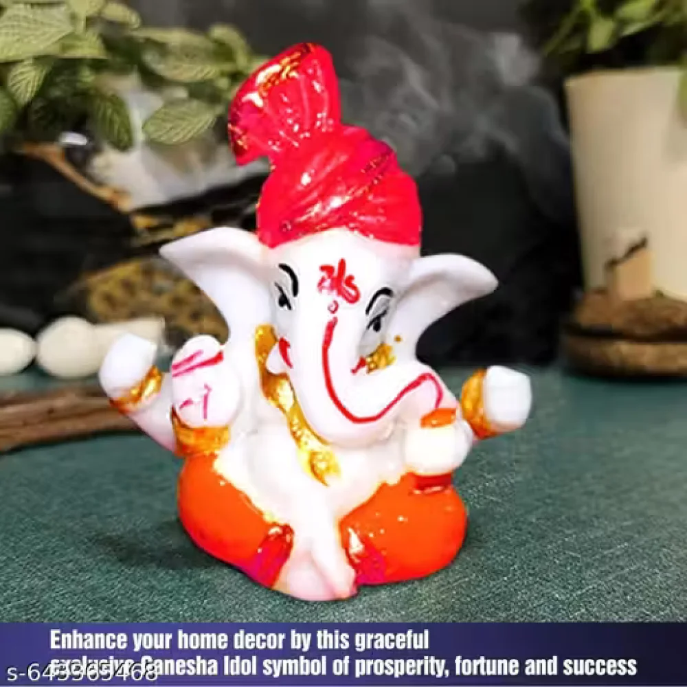 Handcrafted Ganeshji Idol with Pagri – Decorative Lord Ganesha Statue for Home & Pooja