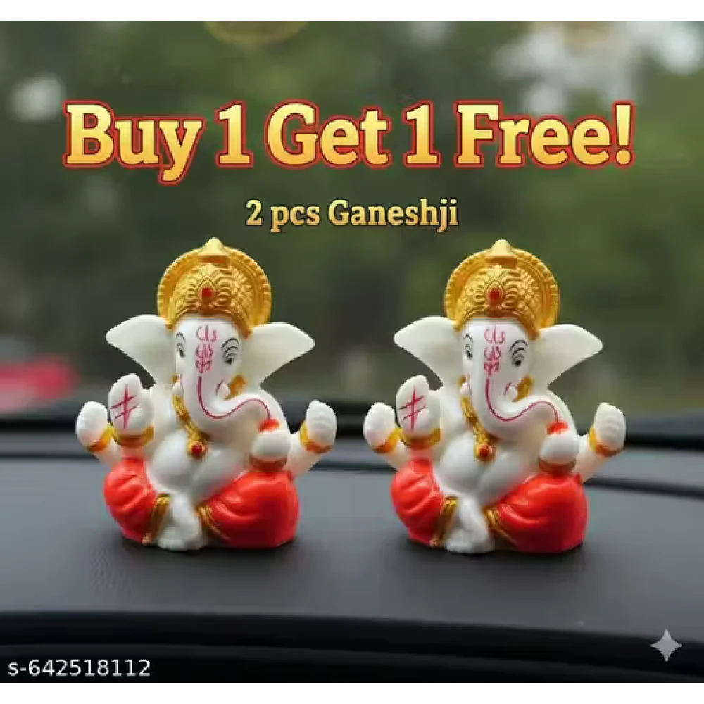 Handcrafted Ganeshji Idol with Traditional Pagri – Decorative Lord Ganesha Statue (BUY 1 GET 1 FREE)