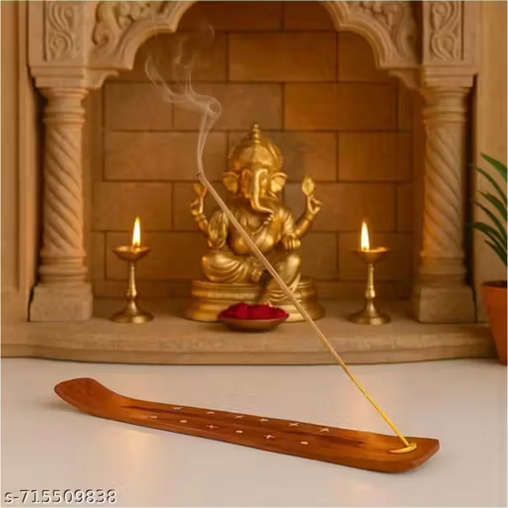 Wooden Agarbatti Stand with Ash Catcher – Handcrafted Incense Stick Holder for Home & Temple