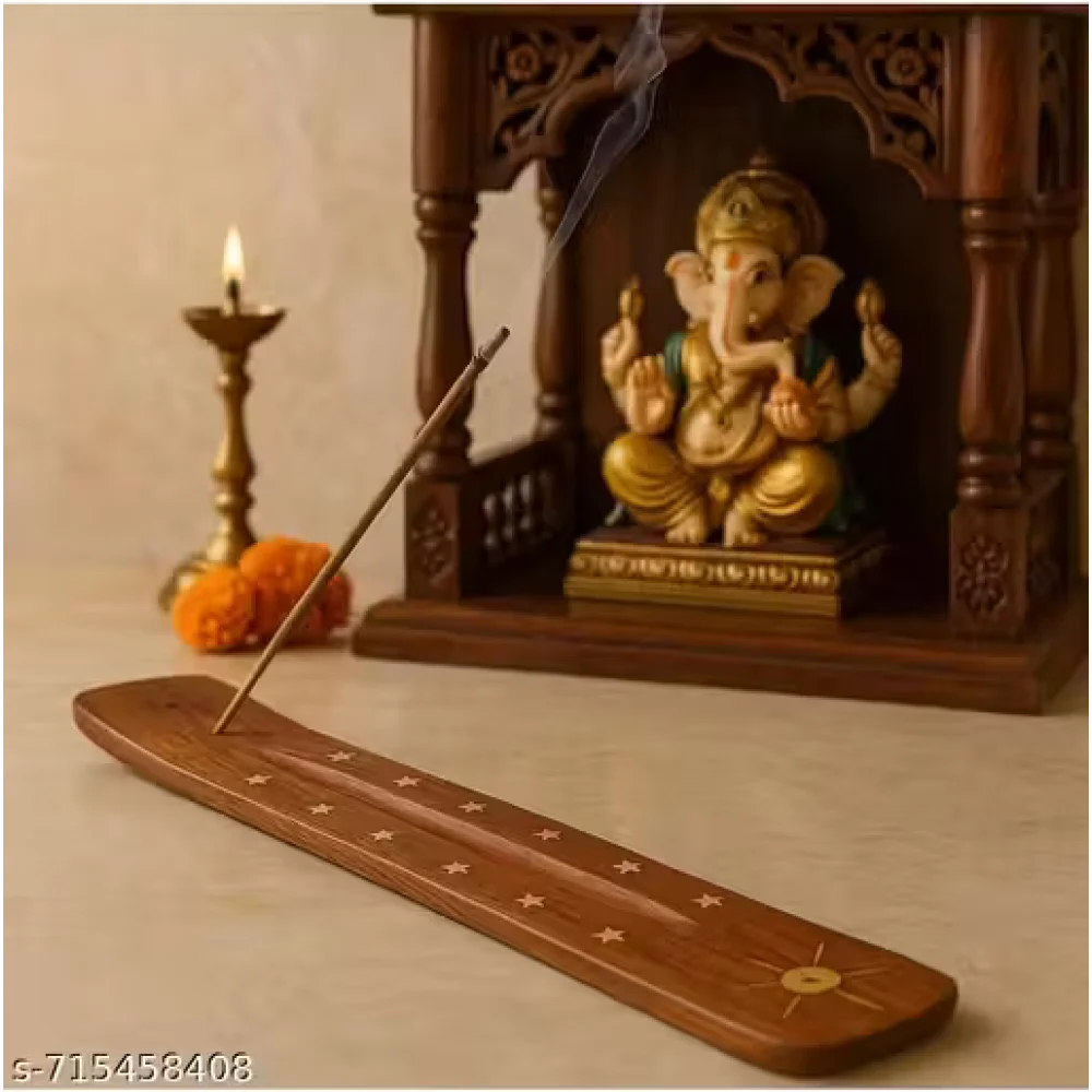 Wooden Agarbatti Stand with Ash Catcher – Handcrafted Incense Stick Holder for Home & Temple