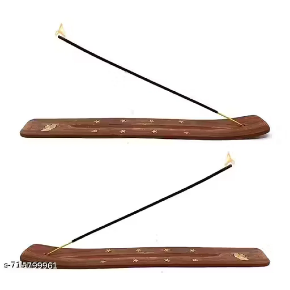 Wooden Agarbatti Stand with Ash Catcher – Handcrafted Incense Stick Holder for Home & Temple