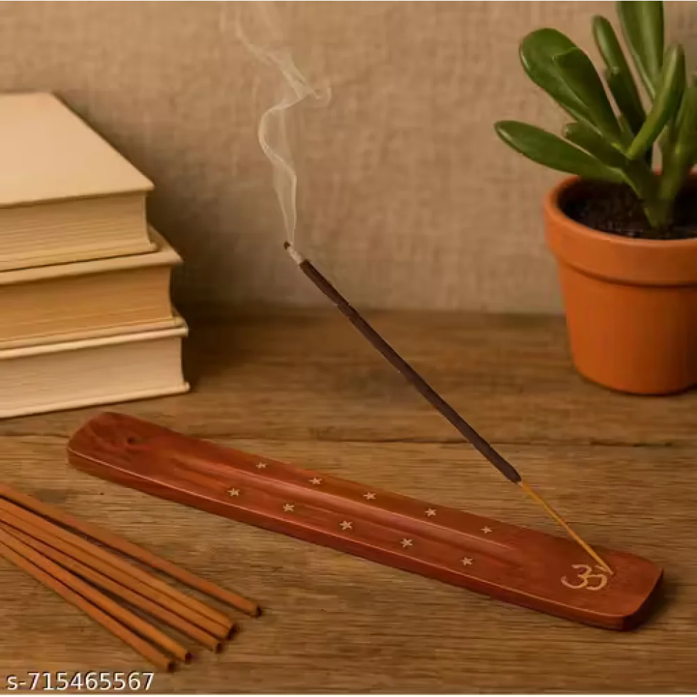 Wooden Agarbatti Stand with Ash Catcher – Handcrafted Incense Stick Holder for Home & Temple