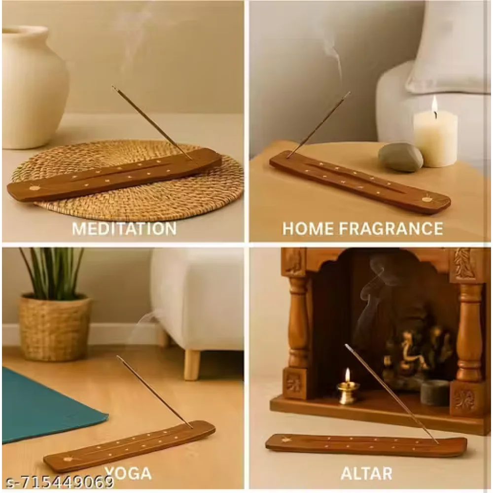 Wooden Agarbatti Stand with Ash Catcher – Handcrafted Incense Stick Holder for Home & Temple