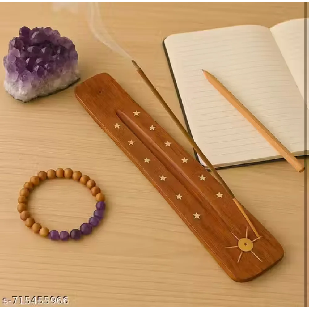 Wooden Agarbatti Stand with Ash Catcher – Handcrafted Incense Stick Holder for Home & Temple